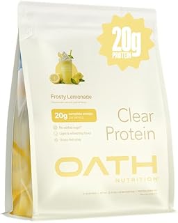 Oath Nutrition Clear Whey Isolate Protein Powder, Frosty Lemonade, 20g Complete Protein per Serving, No Added Sugar, Grass-Fed, 21 Servings
