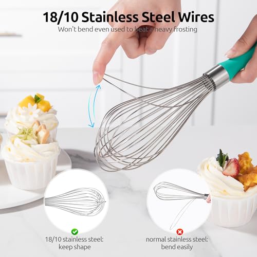 Image of U-Taste Wire Whisk for Cooking, 18 /10 Stainless Steel Wisk, L /Aqua Sky