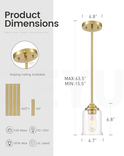 Image of zeyu 2-Pack 1-Light Glass Pendant Light with Clear Glass, ZSL104MIL-2 BG