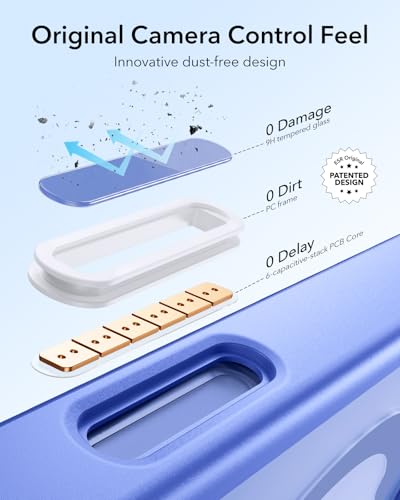 Image of ESR for iPhone 16 Plus Case, Camera Control Button Compatible with MagSafe, Military-Grade Protective Case, Built-in Stash Stand Phone Case, Scratch-Resistant Back Cover, Classic Series, Clear Blue