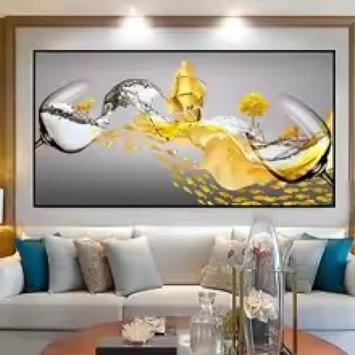 Peintures abstraites de navires dorés pour salon moderne et chic