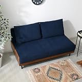ワイエムワールド Sofa ソファ ベッド 2人掛け コーデュロイ クッション付き 北欧デザイン 天然木 ウィダー ネイビー 00-100123