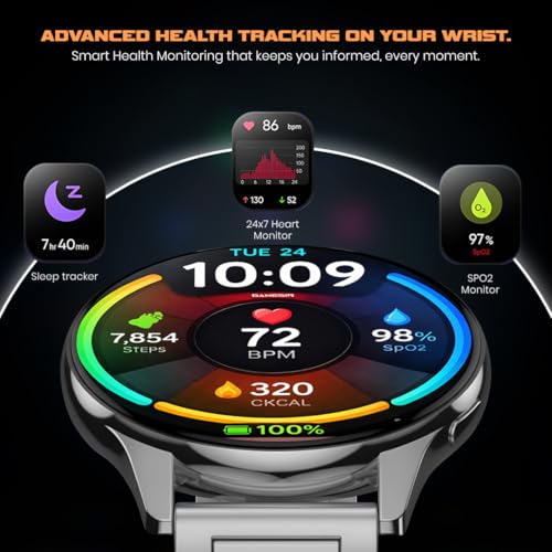 Image of GameSir Evo Vista Smartwatch, 1.39 inch HD Round Display, Bluetooth Calling, Heart Rate & SPO₂, 100+ Sports Modes, IP67, Long Battery Life for Men & Women (Matel Silver)