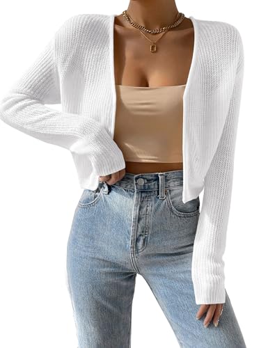 Cropped Cardigan Sweaters Open Front Long Sleeve Cardigans Lightweight Fall Bolero Shrugs