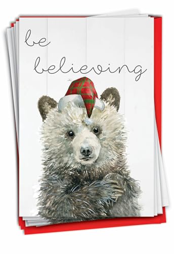Cartes de vœux de Noël au coin du feu : le lot de 12 cartes Holiday Be Wild-Bear