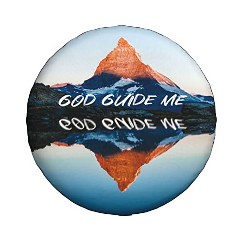 VIVACITE Christian Aesthetic Prayer Spare Tire Cover for Dust-Proof Purpose Thin Light-Weight Polyester Fabric Universal Fit Tire Dust Covers with Bible Verse Scripture God Guide Me -14 inch