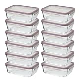 CASASELECCION Set 12 Tapers de Cristal para Conservar Alimentos de 1500 ml. Tupper cristal hermético (12 recipientes y 12 tapas transparentes). Aptos para lavavajillas, microondas, horno y congelador