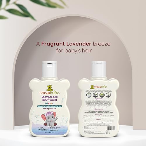 Image of ShuShu Babies Natural Calming Lavender Baby Wash & Shampoo-120ml | Baby Head to Toe Wash | Suitable for Newborn Sensitive Skin | Gentle, Tear-Free, Mild & Hypoallergenic Formula