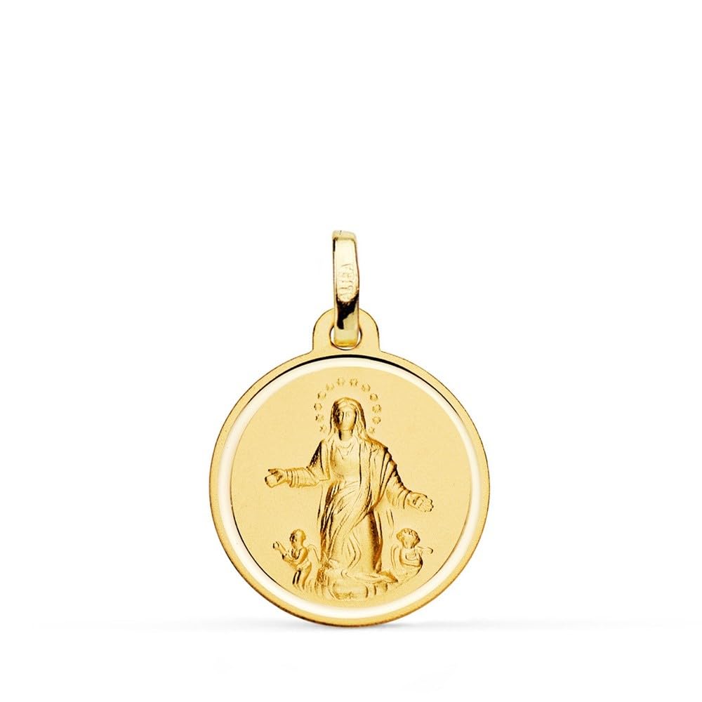 Vierge de l'Assomption Médaille d'Or 18 carats unisexe 18mm. lunette lisse