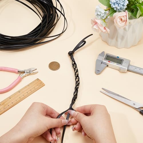 GORGECRAFT 5mm x 30m Rattan Weave Material Webbing Basket Wicker Weaving Reed Supply Synthetic Rattan Woven Furniture Repair Kit Plastic Cane Fix Vinyl for Garden Patio Bag Chair Sofa Supply Black - Image 3