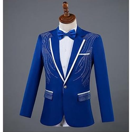 Men's Stylish Tux Dress 2 Pieces Suit Slim Tuxedo Blazers Pants Outfit with Rhinestone for Prom,Party,Wedding3