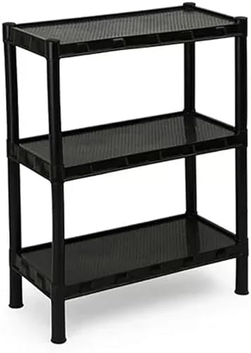 Estante Plástica Preta 3 Prateleiras Organizador Modular Multiuso sala, cozinha, quarto.