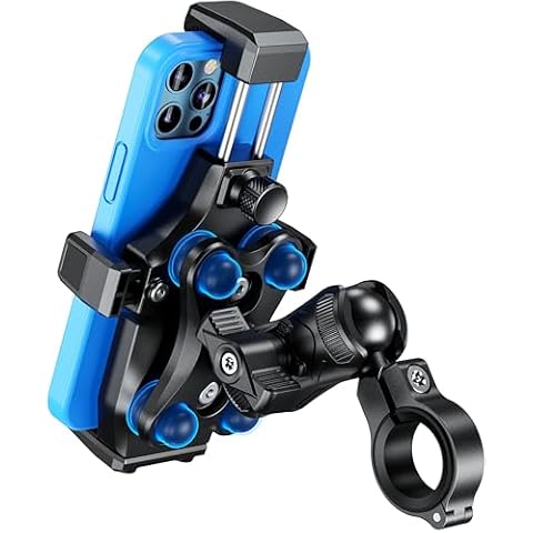 Kewig Motorcycle Phone Mount- [Vibration Dampener] [High-Speed Secure Lock] Motorcycle Cell Phone Holder, Bike Phone Handlebar Mount for iPhone 16/15/14 Pro Max, 4.7-7.2" Smartphone Cover