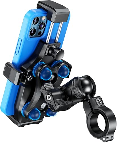 Kewig Motorcycle Phone Mount- [Vibration Dampener] [High-Speed Secure Lock] Motorcycle Cell Phone Holder Bike Phone Handlebar Mount for 4.7-7.2 Smartphone
