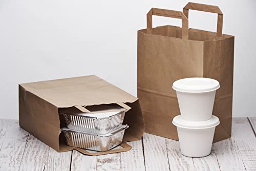 Lot de 50 Sacs Marrons Cabas en Papier Kraft avec Poignées Plates - 21x11x25 cm - Sac de Courses/Emballage cadeau pour anniversaire, Noel, mariage. - Image 7