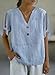 DBWPKR Summer Tops for Women Button V Neck Cotton Linen Tops 2026 Dressy Casual Short Sleeve Blouse Fashion Clothing Blue