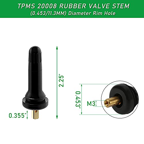 Cdwtps Tpms 20008 Tire Valve Stem, Rubber Snap-In Tubeless 0.453" Rim Holes Tire Pressure Sensor Valve Stem Replacement ​For Gmc,Chevrolet,Cadillac,Buick,Chrysler,Jeep,Ram,Dodge,Ford,Subaru(5Pcs/Bag) #TOP2