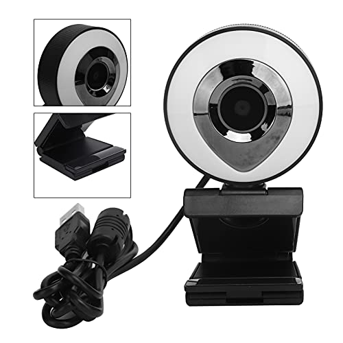 Dpofirs USB-Webcam mit Dual-Ring-Blitzlicht und Dual-Mikrofon für Computer, 30/25-FPS-Autofokus-Webkamera mit Rauschunterdrückungsmikrofon für Windows – Bild 3