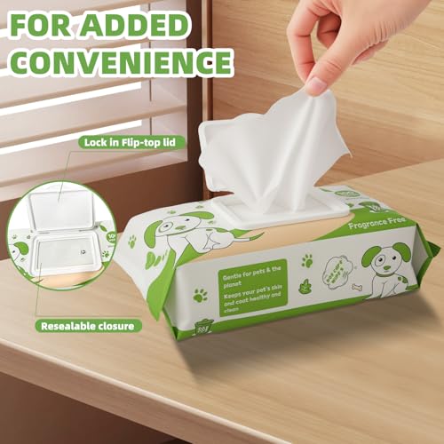 200Pcs Pet Wet Wipes, Hypoallergenic, Cleaning and Hydrating, for Full Body, Eye Wipes, Ear Wipes, bum & paw, Fragrance Free, Dog Grooming Wipes - Image 3