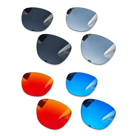 Combine8 4 pares de lentes de reposição ploarizadas para óculos de sol Oakley Frogskins OO9013/Frogskins LX OO2043/Frogskins Mix OO9428/Frogskins Range OO9284 - preto + titânio prata + azul gelo +