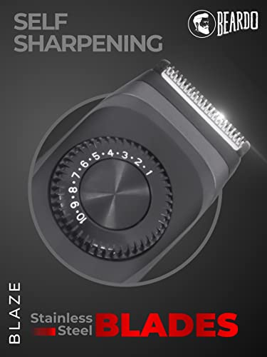 Image of Beardo Blaze Trimmer for Men|90 minutes Run Time | 19 Length Settings | Cordless | Stainless Steel Self-Sharpening 0.5mm precision Blades | Powerful Quick charge Li+ battery
