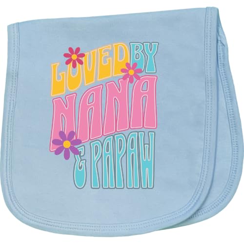 inktastic Nana and Papaw Love Me Retro Flowered Baby Burp Cloth Light Blue 459ae