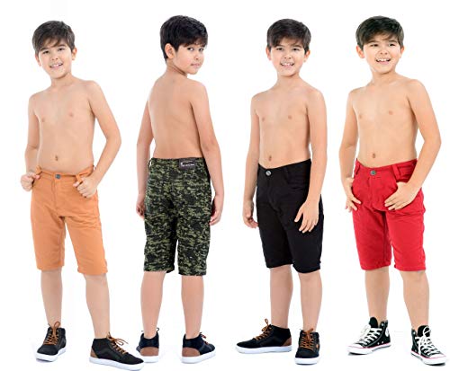 Kit 3 Bermuda Infantil Masculino Menino Sarja Jeans Colorido Tamanho:8