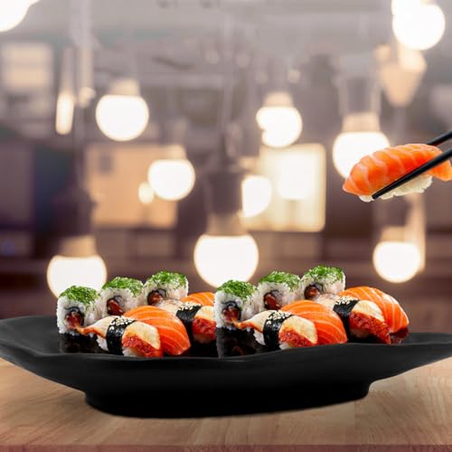 Platos de sushi de melamina negros, set x2 miniatura 6
