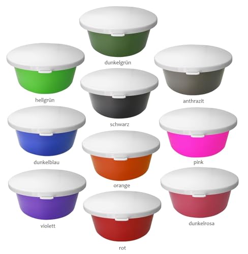 NETPROSHOP 5 Liter Futterschüssel mit Weißem Deckel Müsli Schale groß Lebensmittelecht, Farbe:Lila