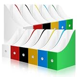 Vooric 12 Pcs Magazine File Holder with Label Stickers, Cardboard Magazine Holders Foldable Folder, Magazine Storage Box Document Organizer for Home School Office Desk Supplies