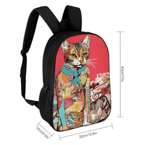 Mochila de hombro impermeable con diseño de gato miniatura 2