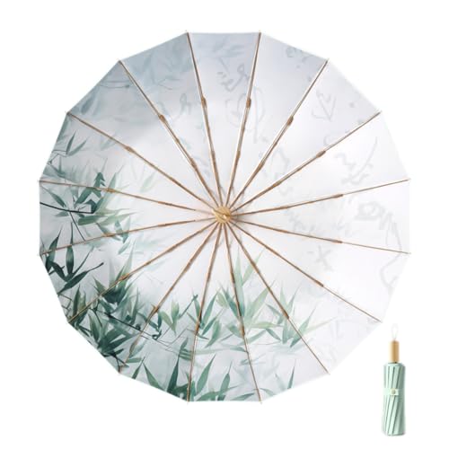 Maibar Umbrella Compact UPF 50 SPF 50 3D Pattern 16 Ribs Chinese Style Sun UV Protection Folding Umbrella for Women (1)