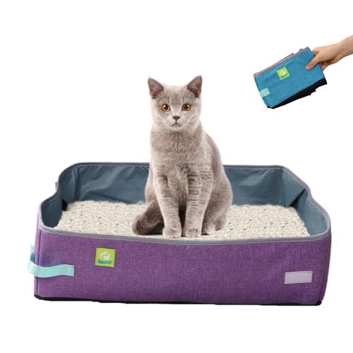 Portable and Foldable Cat Litter Box - Large, Scratch-Resistant, and