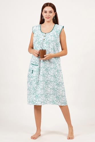 Image of Breezly Woman's Long Short Calf Length Pure Cotton Nighty
