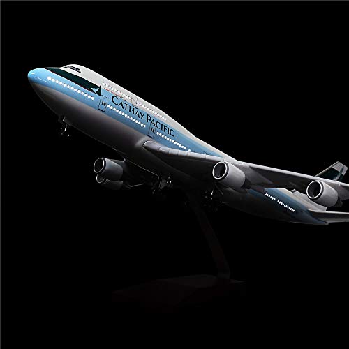 24-Hours 18” 1:130 Scale Model Airplane Private Jet Model Hk Cathay Pacific B747 Planes Model Kits Display Diecast Airplane Model For Adults With Led Light(Touch Or Sound Control) #TOP3