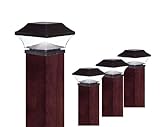 EZSolar QTP7-R2-BK-4 2X Brighter Premium Solar Plastic Post Cap, Set of 4