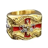 York Rite Masonic Knights Templar Ring - IN HOC SIGNO VINCES Engraved Titanium Steel Crown & Cross Gold Tone Jewelry for Unisex