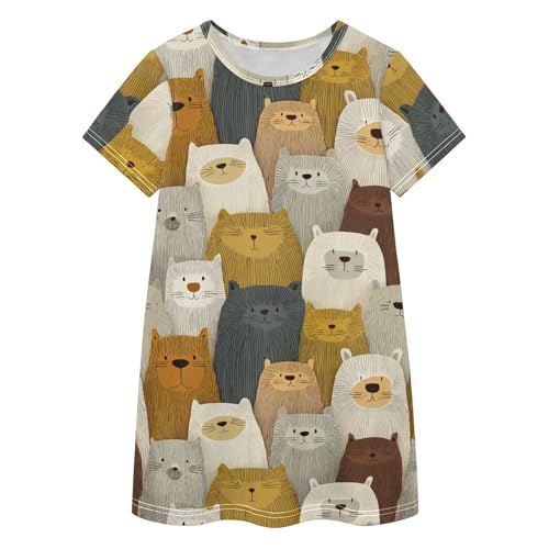 Vestido de verano para niñas de 2 a 8 años con diseño de caricatura y líneas