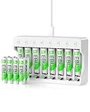 EBL Rechargeable AAA Batteries with Camcorder Battery Charger, 1100mAh NiMH, 1.2V, Recharge up to 1200x Times, Triple A Batteries for Remote Cordless Phone (16 Pack)