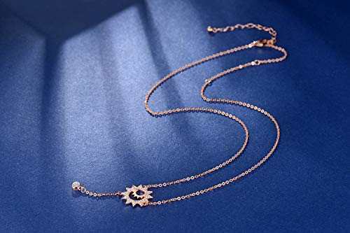 Qings Collana Donna,Collana in Oro Rosa in Argento...