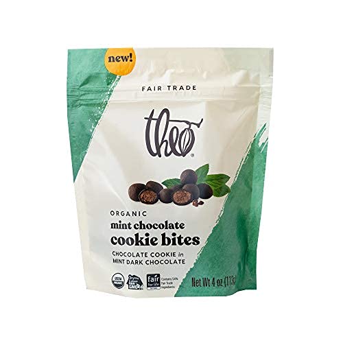 Theo Chocolate Mint Chocolate Organic Cookie Bites, 4 Ounce Resealable Bag, 1 Pack | Vegan, Fair Trade #TOP6