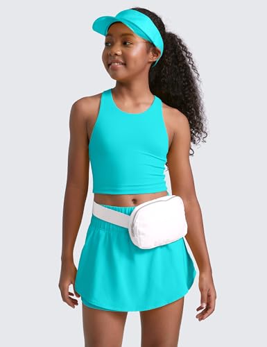 Image of CRZ YOGA Girls Butterluxe Double Lined Crop Tank | Dance, Extremely Soft, Tight Fit, High Neck, Athletic, Sleeveless Tops for Teen