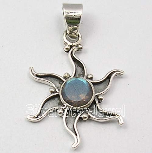Labradorite Sun Pendant 1.4" Sterling Silver Fashion Jewelry Best Buy Nothing Day Sales