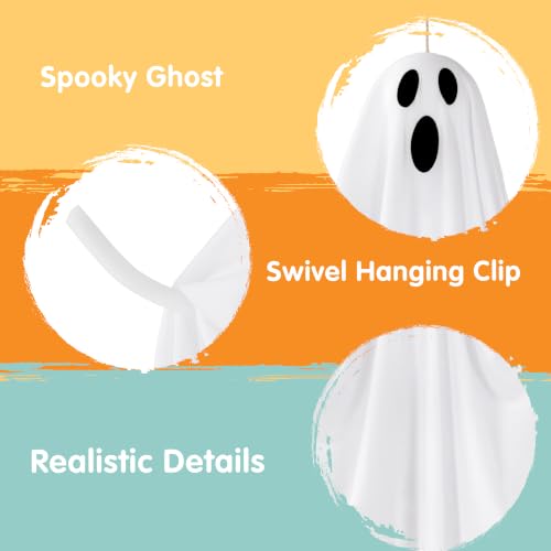 Image of JOYIN 4 Pcs Halloween Party Decoration 27.5 inch Hanging Ghosts, Cute Flying Ghost for Front Yard Halloween Decorations Outdoor Party Decor and Holiday Decoration