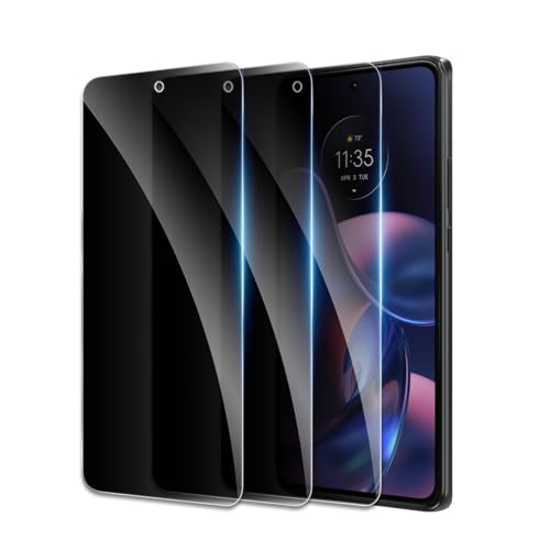 Privacy Screen Protector for Motorola Moto Edge 2022 5G Shatterproof Tempered Glass Accessories Anti Spy Tempered Glass Film Case Friendly Ultra Resistant 9H Hardness Anti-Glare HD Black -3 Pack