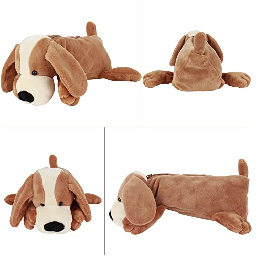 Image of Minache Women Animal Dog Plush Stationery Pouch Pen Pencil Case Ladies Cosmetic Bag