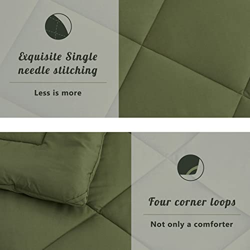 Western Home Queen Comforter Set -Lightweight Down Alternative Bed Comforter With 2 Pillow Shams, Quilted Microfiber Queen Size Bedding Comforter Sets All Season (Olive Green, 88X88 Inches, 3 Pieces) #TOP5