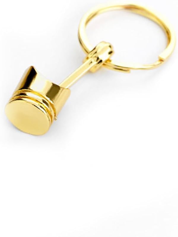 Llavero de metal con forma de pistón de motor, accesorio creativo para llaves de auto | Acabado dorado, estilo moderno, para llaves de auto y celular, regalo para San Valentín o Día de la Madre