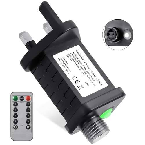 AXFEE 31V 6W Transformer Plug, IP44 LED Power Supply Adapter with 8 Lighting Modes, Memory and Timer Function, LED Power Transformer for Christmas Lights, Fairy Lights, Icicle Lights, Net Lights
