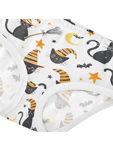 ZZKKO Halloween Cute Black Cat Girls Underwear Toddler Panties for Girls Comfort Brief Size 2T4